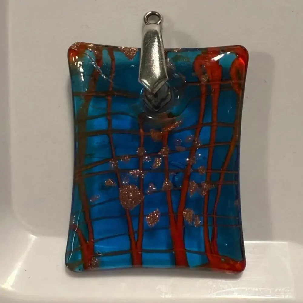 Glass Pendant Red, Blue and Gold